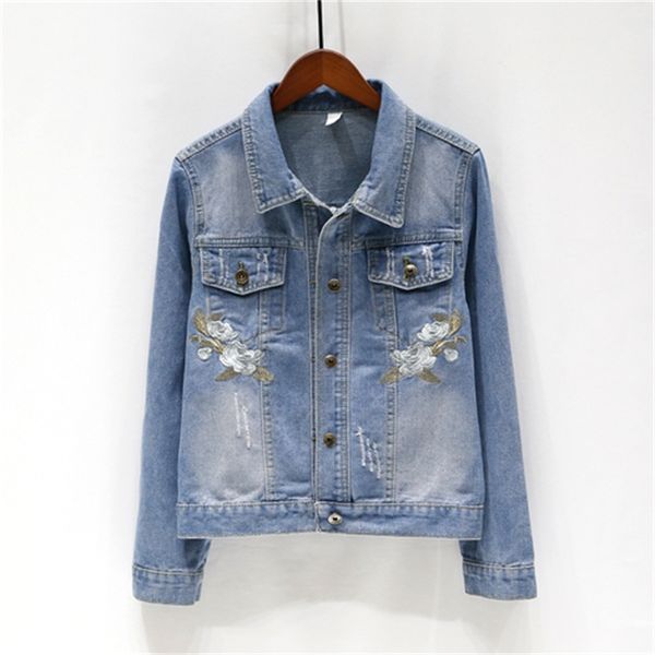 2021 new korean of the simple embroidery female long-sleeved short slim denim jacket dt19, Black;brown
2021 new korean of the simple embroidery female long-sleeved short slim denim jacket dt19, Black;brown