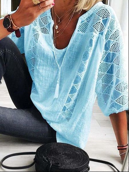 large size loose women blouses 2021 summer cotton blouse solid color leisure hollow o neck 3 4 sleeve lace women shirt, White
large size loose women blouses 2021 summer cotton blouse solid color leisure hollow o neck 3 4 sleeve lace women shirt, White