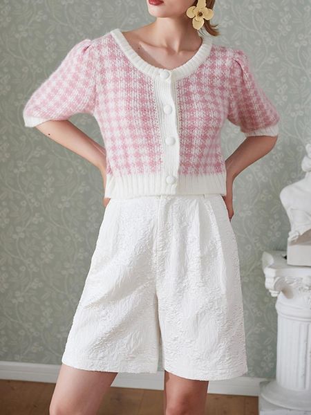 women's knits & tees green or pink color women knitted cardigan plaid single breasted v-neck puff sleeve lady retro knitwear short swea, White
women's knits & tees green or pink color women knitted cardigan plaid single breasted v-neck puff sleeve lady retro knitwear short swea, White