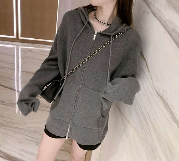 t5925 fall 2020 loose bf sweater casual women's lazy style zipper knitted et, White;black
t5925 fall 2020 loose bf sweater casual women's lazy style zipper knitted et, White;black