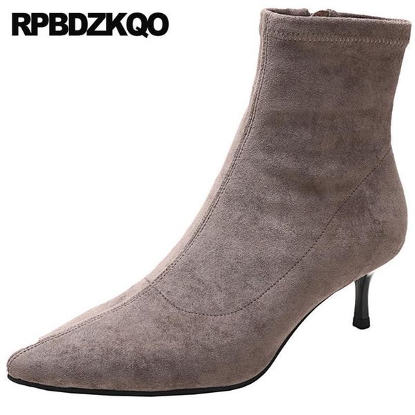 short suede fall women ankle boots medium heel fur pointed toe booties shoes autumn fashion stiletto pointy winter 2020 mid1, Black
short suede fall women ankle boots medium heel fur pointed toe booties shoes autumn fashion stiletto pointy winter 2020 mid1, Black