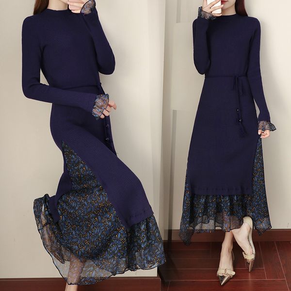 2021 new elegant vintage new floral ruffled knitted female autumn thin long blue chiffon dress wxf745 jxif, Black;gray
2021 new elegant vintage new floral ruffled knitted female autumn thin long blue chiffon dress wxf745 jxif, Black;gray
