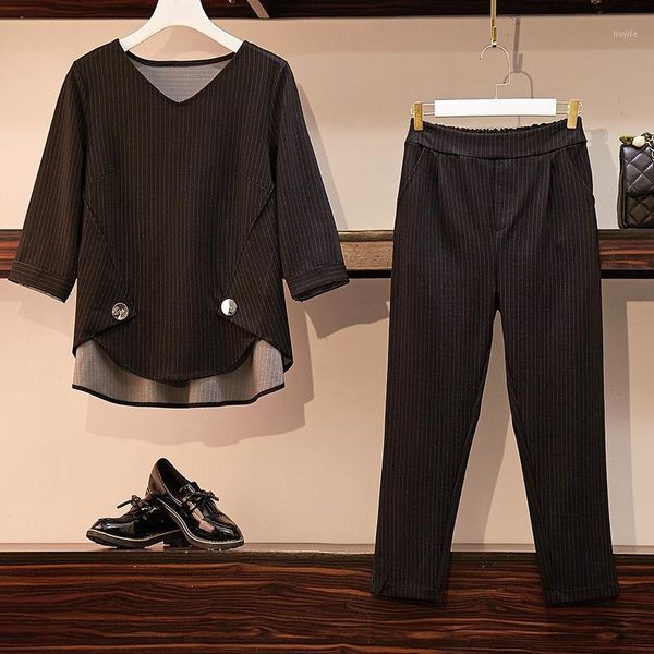 plus size women's clothing 2020 summer new korean version of loose fashion was thin cropped trousers striped two-piece suit1, White
plus size women's clothing 2020 summer new korean version of loose fashion was thin cropped trousers striped two-piece suit1, White