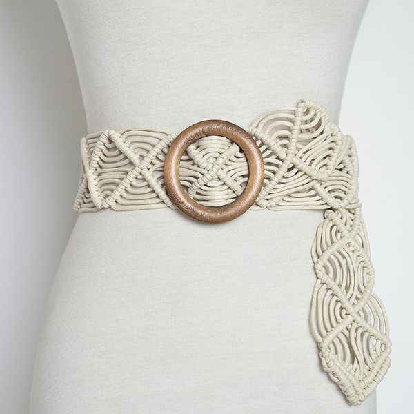 vintage wide bohemian belts for women round wood buckle woven braided rope belt female casual crochet boho dress waistband d41, Black;brown
vintage wide bohemian belts for women round wood buckle woven braided rope belt female casual crochet boho dress waistband d41, Black;brown