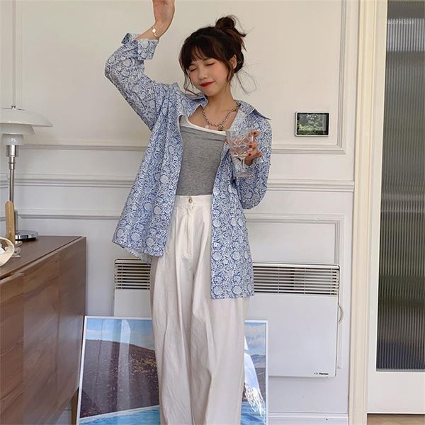 women's shirts ulzzang japanese retro hong kong-style floral shirt female autumn 2020 new korean loose for female1, White 
women's shirts ulzzang japanese retro hong kong-style floral shirt female autumn 2020 new korean loose for female1, White