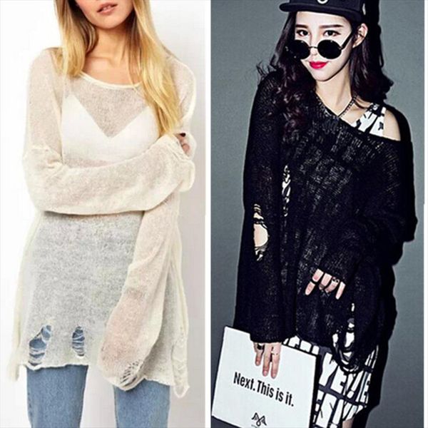 2015 womens loose hole sweater hollow out asymetric hem loose knitted v neck long sleeve thin sweater, White;black
2015 womens loose hole sweater hollow out asymetric hem loose knitted v neck long sleeve thin sweater, White;black