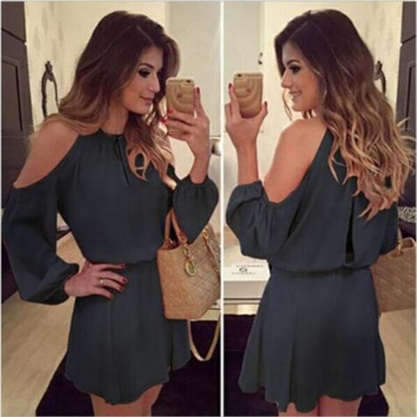 new chiffon strapless dress strap long-sleeved dress casual solid color dress, Black;gray
new chiffon strapless dress strap long-sleeved dress casual solid color dress, Black;gray