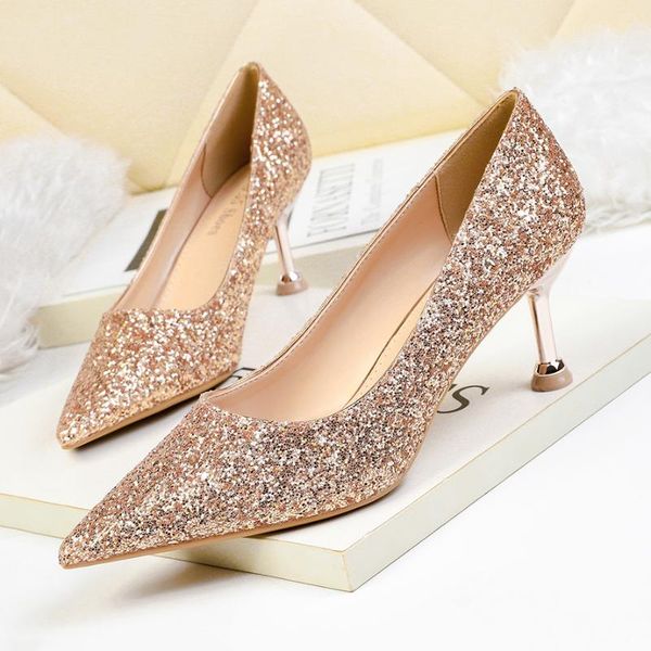 dress shoes 2021 spring women pumps high thin heels pointed toe bling bridal wedding gold, Black
dress shoes 2021 spring women pumps high thin heels pointed toe bling bridal wedding gold, Black