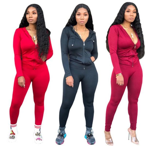 women solid color sets fashion trend long sleeve zipper hooded pant skinny sports suits designer female spring casual slim tracksuits, Gray
women solid color sets fashion trend long sleeve zipper hooded pant skinny sports suits designer female spring casual slim tracksuits, Gray