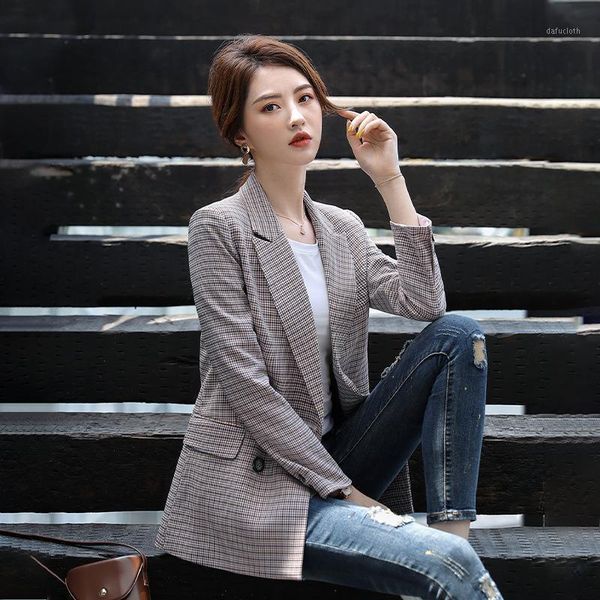 suit jacket female new double-breasted plaid loose women's suit medium and long temperament business office winter jackets1, White;black
suit jacket female new double-breasted plaid loose women's suit medium and long temperament business office winter jackets1, White;black
