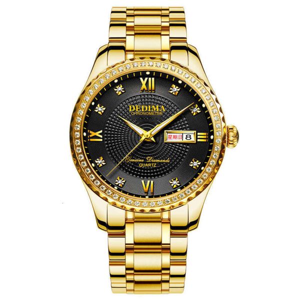 diamond gold inlaid double dedima watch calendar solid steel belt butterfly button men's waterproof luminous watch 21v2, Slivery;brown
diamond gold inlaid double dedima watch calendar solid steel belt butterfly button men's waterproof luminous watch 21v2, Slivery;brown
