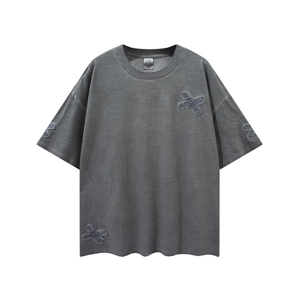 dark grey patchwork vintage cotton t-shirt relaxed fit short sleeve raglan hip hop tee streetwear, White;black
dark grey patchwork vintage cotton t-shirt relaxed fit short sleeve raglan hip hop tee streetwear, White;black