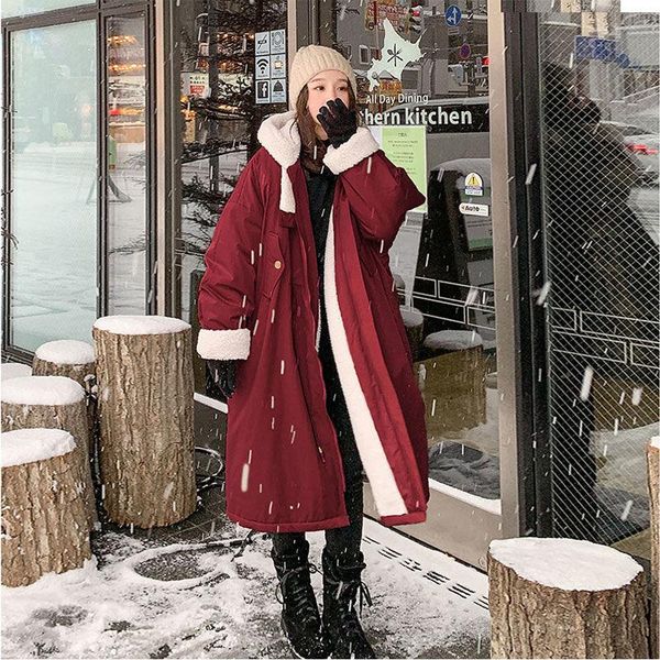 warm winter fleece women parka 2021 new arrival hooded long wool liner jacket coats female oversized fashion windbreaker parkas, Black 
warm winter fleece women parka 2021 new arrival hooded long wool liner jacket coats female oversized fashion windbreaker parkas, Black