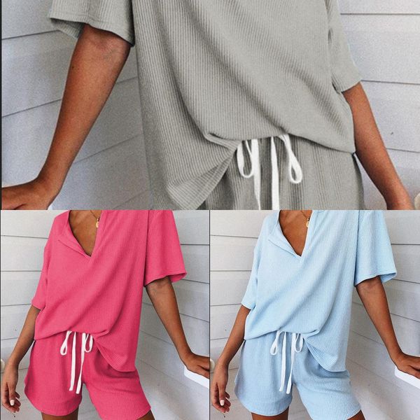 2020 v-neck fashion sports 2020 elegant loose v-neck fashion elegant loose suit sports suit umw9q, Gray