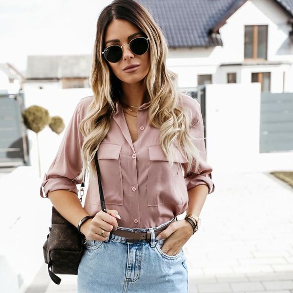 office work pocket casual pink blouse long sleeve turn down button loose 2020 fashion basic shirts female clothes plus size, White
office work pocket casual pink blouse long sleeve turn down button loose 2020 fashion basic shirts female clothes plus size, White