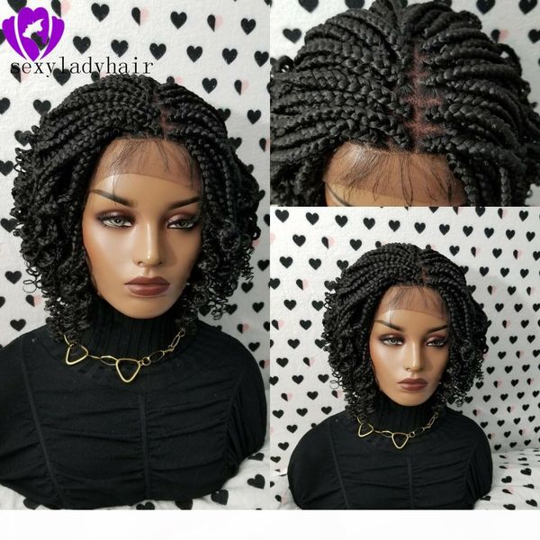 short braided wigs for black women cornrow braids lace wigs synthetic lace front wig baby hair short wig with curly tips, Black;brown
short braided wigs for black women cornrow braids lace wigs synthetic lace front wig baby hair short wig with curly tips, Black;brown