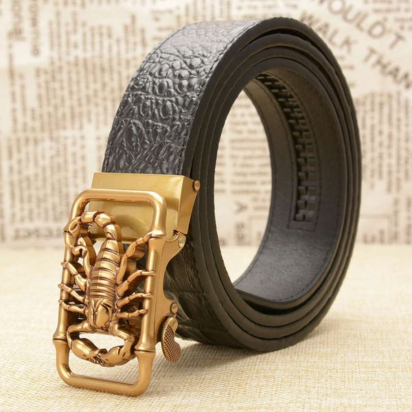 genuine leather crocodile men's pattern light year bronze scorpion automatic buckle belt, Black;brown
genuine leather crocodile men's pattern light year bronze scorpion automatic buckle belt, Black;brown