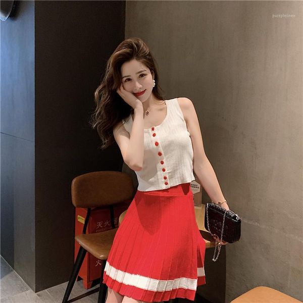 knitted two piece set and skirt short vest with button+ contrast color mini pleated skirt sweatsuits for women1, White
knitted two piece set and skirt short vest with button+ contrast color mini pleated skirt sweatsuits for women1, White