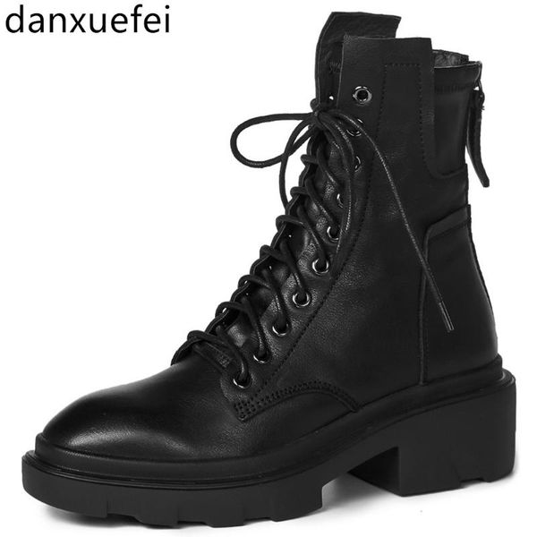 women's genuine leather patchwork lace-up flats martin boots rivet punk motorcycle boots comfort short booties shoe, Black
women's genuine leather patchwork lace-up flats martin boots rivet punk motorcycle boots comfort short booties shoe, Black