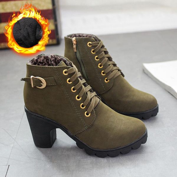 ladies chunky heel ankle boots round toe microfiber upper side zipper metal buckle green yellow plush lining warm winter boots, Black
ladies chunky heel ankle boots round toe microfiber upper side zipper metal buckle green yellow plush lining warm winter boots, Black