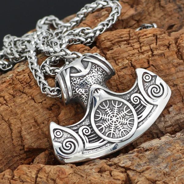 pendant necklaces men stainless steel mamen viking vegvisir amulet axe necklace, Silver
pendant necklaces men stainless steel mamen viking vegvisir amulet axe necklace, Silver
