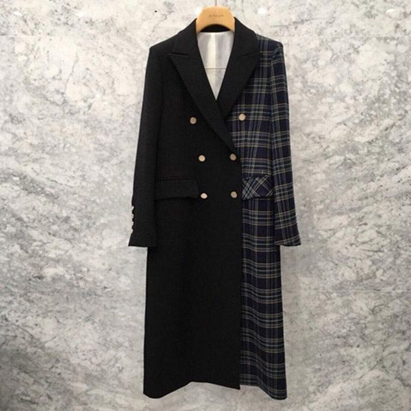 women's suits & blazers autumn korean blazer mujer casual black plaid patchwork suit jacket windbreaker ladies retro double-breasted lo, White;black
women's suits & blazers autumn korean blazer mujer casual black plaid patchwork suit jacket windbreaker ladies retro double-breasted lo, White;black