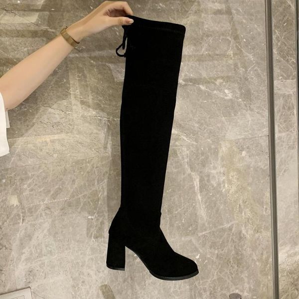 boots ladies over-the-knee botas mujer chunky high heels stretch knight bottes pointed toe lace-up shoes women slim long tube, Black
boots ladies over-the-knee botas mujer chunky high heels stretch knight bottes pointed toe lace-up shoes women slim long tube, Black