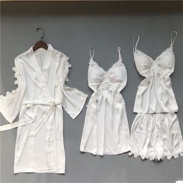 mechcitiz 4 pieces women pajamas sets satin sleepwear silk nightwear pyjama lace bathrobe sleep lounge 2020 spring pijama y200708, Black;red
mechcitiz 4 pieces women pajamas sets satin sleepwear silk nightwear pyjama lace bathrobe sleep lounge 2020 spring pijama y200708, Black;red