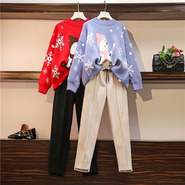 cbafu large size autumn winter two piece set women knit sweater tweed pants suit christmas holiday pullovers harem pants m015, Gray
cbafu large size autumn winter two piece set women knit sweater tweed pants suit christmas holiday pullovers harem pants m015, Gray