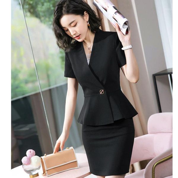 2019 summer new women skirt suits covered button solid blazer jackets and slim mini skirts two pieces sets female outfits1, White;black
2019 summer new women skirt suits covered button solid blazer jackets and slim mini skirts two pieces sets female outfits1, White;black