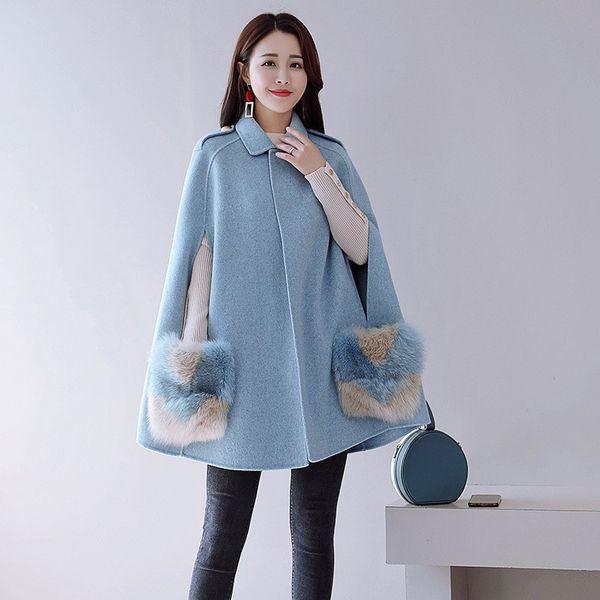2021 New Female Woolen Fashions Hairy Pocket Poncho Korean Spring Jacket Buttoms Ol Plus Size Loose Elegant Woman Cape KEW6, Black
2021 New Female Woolen Fashions Hairy Pocket Poncho Korean Spring Jacket Buttoms Ol Plus Size Loose Elegant Woman Cape KEW6, Black
