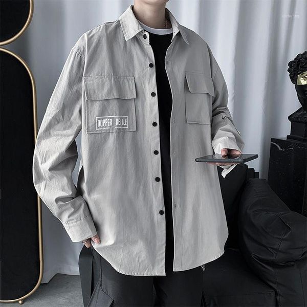 men's casual shirts mens fashion korean style patchwork pockets solid long sleeve cargo loose fit for male1, White;black
men's casual shirts mens fashion korean style patchwork pockets solid long sleeve cargo loose fit for male1, White;black