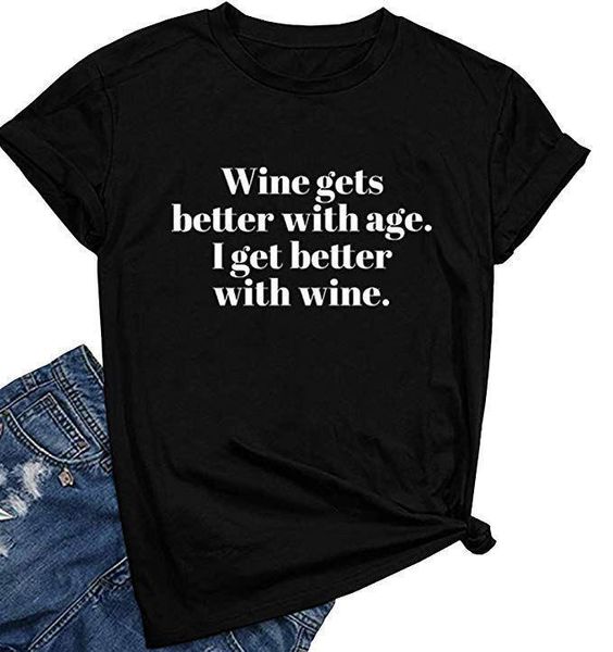 women wine gets better graphic cute t shirt funny wine sayings shirt wine gifts graphic tee women cool tee drinking shirts, White
women wine gets better graphic cute t shirt funny wine sayings shirt wine gifts graphic tee women cool tee drinking shirts, White