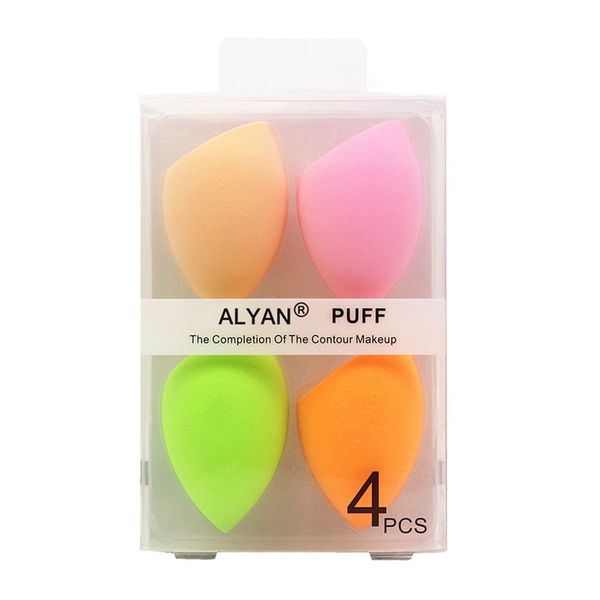 

4pcs/set non-latex foundation makeup puff sponge blending bevel cut beauty egg set with retail box packing