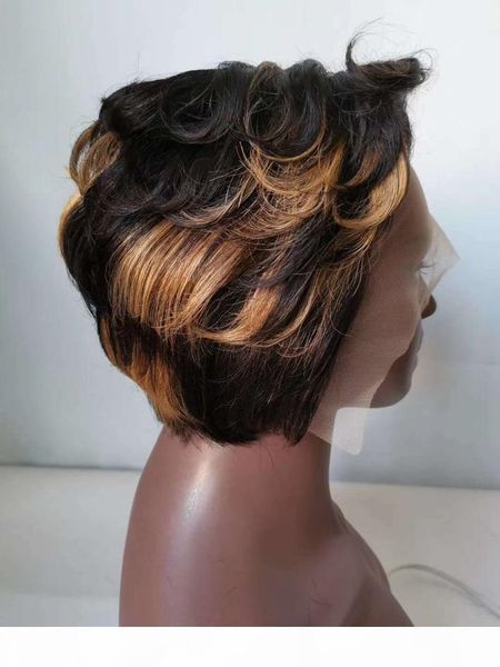 panio color 1b 27 pixie cut short human hair wigs for black women 150% honey blonde highlight peruvian remy straight glueless lace front wig, Black;brown
panio color 1b 27 pixie cut short human hair wigs for black women 150% honey blonde highlight peruvian remy straight glueless lace front wig, Black;brown