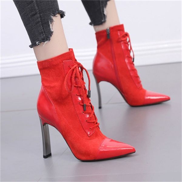fashion 2021 new pointed high heels stiletto ladies side cross lace short female zapatos mujer red boots a975, Black
fashion 2021 new pointed high heels stiletto ladies side cross lace short female zapatos mujer red boots a975, Black