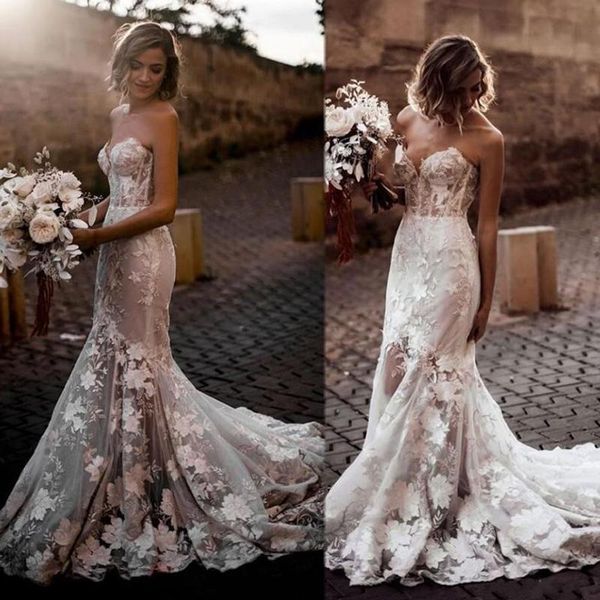 setwell strapless mermaid wedding dresses sleeveless backless illusion bodice lace appliques floor length bridal gowns, White
setwell strapless mermaid wedding dresses sleeveless backless illusion bodice lace appliques floor length bridal gowns, White