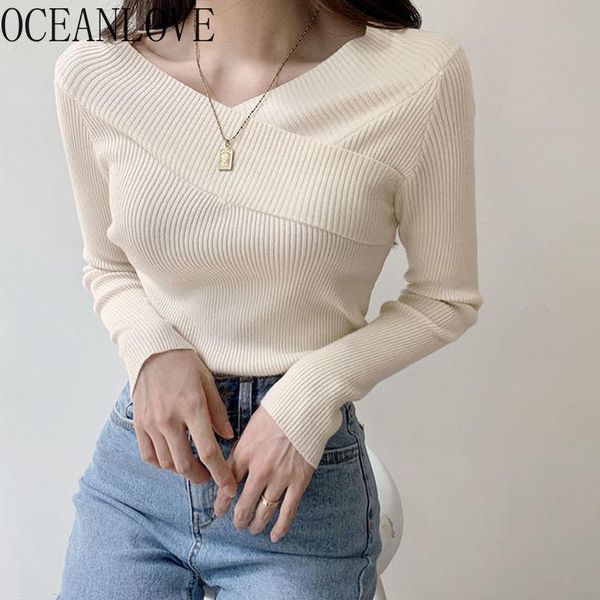 women's sweaters oceanlove v neck solid elegant women autumn winter clothes vintage korean pull femme hiver chic 18863, White;black
women's sweaters oceanlove v neck solid elegant women autumn winter clothes vintage korean pull femme hiver chic 18863, White;black