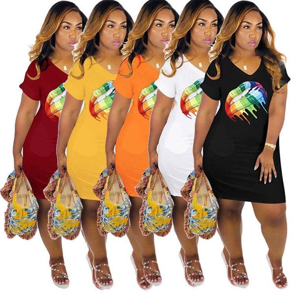 womens lips printed womens dresses fashion v neck short sleeve summer dresses solid color designer dresses, Black;gray
womens lips printed womens dresses fashion v neck short sleeve summer dresses solid color designer dresses, Black;gray