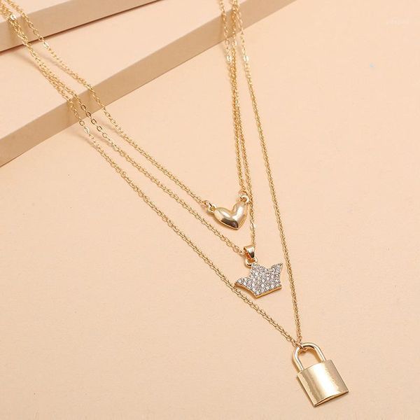 chains korean style multi-layer simple geometric creative alloy fashion lovely crown lock temperament all-match necklace1, Silver
chains korean style multi-layer simple geometric creative alloy fashion lovely crown lock temperament all-match necklace1, Silver