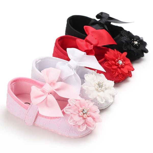 New Baby Girls Shoes First Walkers Lace Floral Newborn Baby Shoes Princess Infant Toddler For Girls Party Wear