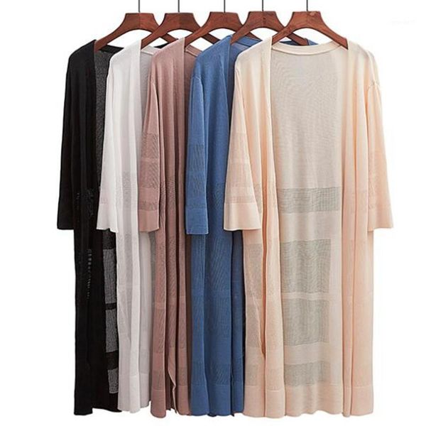 women's knits & tees gigogou spring summer women open cardigan three quarter sleeve sunscreen clothing long knitted sweater casual coat, White
women's knits & tees gigogou spring summer women open cardigan three quarter sleeve sunscreen clothing long knitted sweater casual coat, White