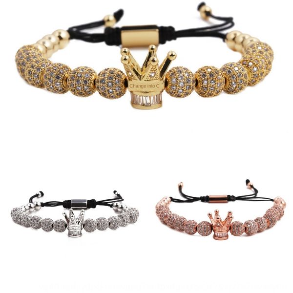 12 8mm cz drill balls inlaid with large crown woven bracelet bracelet for men and women xnivd, Golden;silver
12 8mm cz drill balls inlaid with large crown woven bracelet bracelet for men and women xnivd, Golden;silver