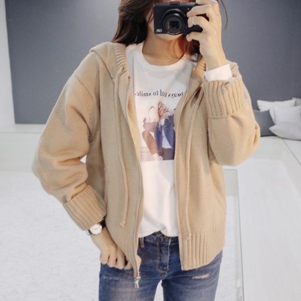 women's knits & tees apricot sweater women hooded long sleeve zipper autumn winter cardigan vintage harajuku outwear korean casual soli, White
women's knits & tees apricot sweater women hooded long sleeve zipper autumn winter cardigan vintage harajuku outwear korean casual soli, White