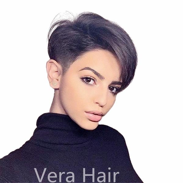 human hair short pixie cut wigs straight bob side part little lace front wigs with bangs full machine made wig for black women, Black;brown
human hair short pixie cut wigs straight bob side part little lace front wigs with bangs full machine made wig for black women, Black;brown