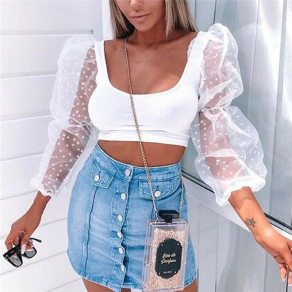 women crop see-through sheer mesh dot blouse puff long sleeve tee shirt elegant blusas femme ladies fashion clothes1, White
women crop see-through sheer mesh dot blouse puff long sleeve tee shirt elegant blusas femme ladies fashion clothes1, White