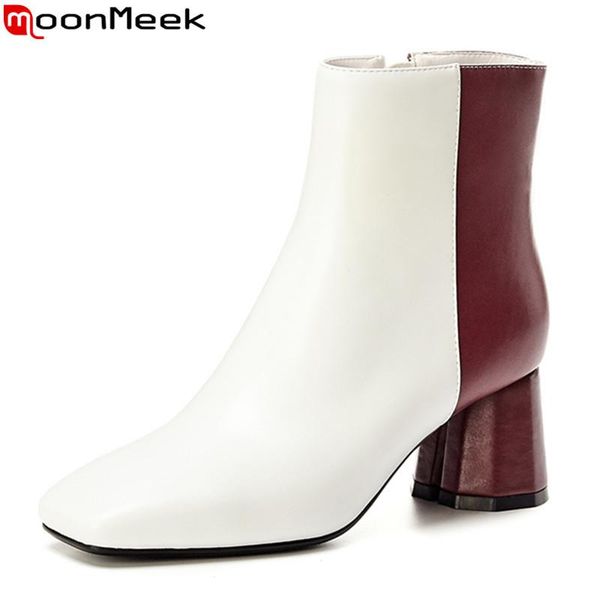 moonmeek 2020 big size 33-42 winter ankle boots thick high heels square toe ladies shoes genuine leather simple women boots, Black
moonmeek 2020 big size 33-42 winter ankle boots thick high heels square toe ladies shoes genuine leather simple women boots, Black