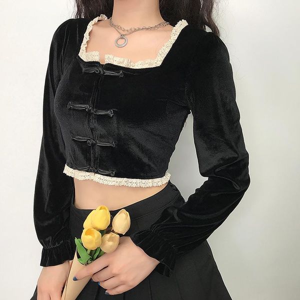 black velvet восточный китай тенниска crop-top с длинным рукавом площади шеи готические азиатских streetwear китайский стиль одежды женщины, Red
black velvet восточный китай тенниска crop-top с длинным рукавом площади шеи готические азиатских streetwear китайский стиль одежды женщины, Red