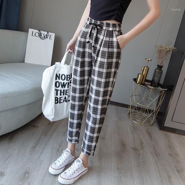 2020 spring summer women harem pants vintage casual loose cotton and linen pants fashion female straight plaid trousers1, Black;white
2020 spring summer women harem pants vintage casual loose cotton and linen pants fashion female straight plaid trousers1, Black;white