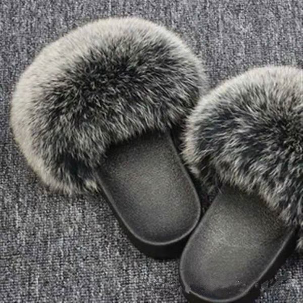 women fur slides furry flip flop slippers real fox fur slippers flat sandals famale house shoes, Black
women fur slides furry flip flop slippers real fox fur slippers flat sandals famale house shoes, Black